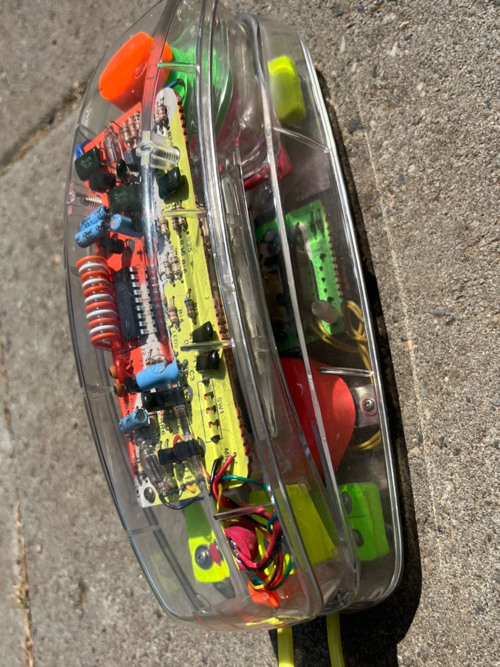 Transparent Electronic Kids Toy with Neon Yellow Circuit Accent